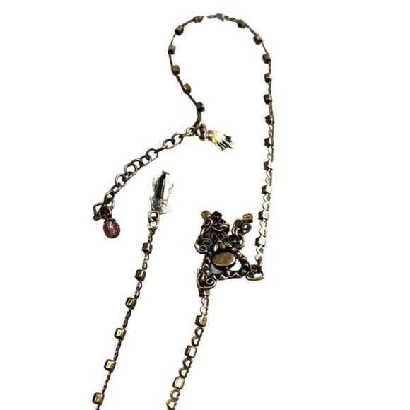 Vintage Mary Demarco handmade brass necklace with purple and pink stones - Picture 5 of 16